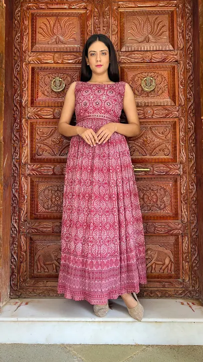 Premium Chinon Silk crushed Gown with Handwork Belt uploaded by Vihu fashion on 4/4/2024