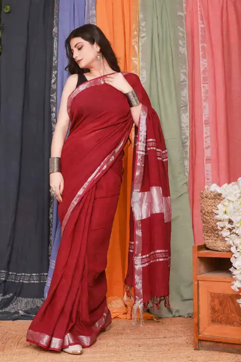 Plain linen saree  uploaded by Indiana Creations  on 4/4/2024