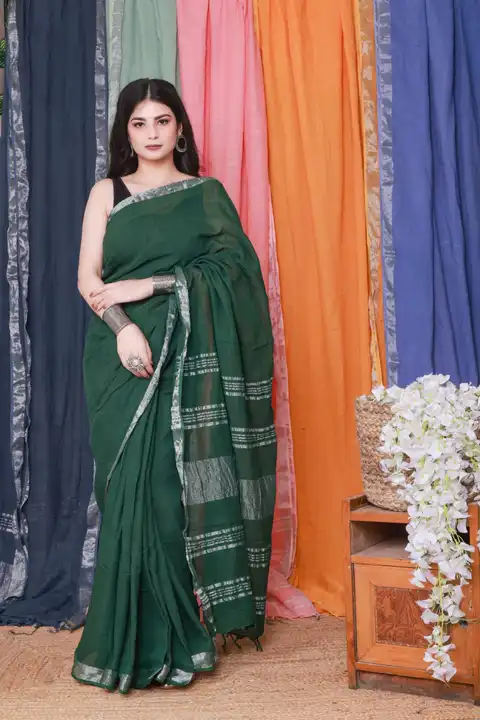 Plain linen saree  uploaded by Indiana Creations  on 4/4/2024
