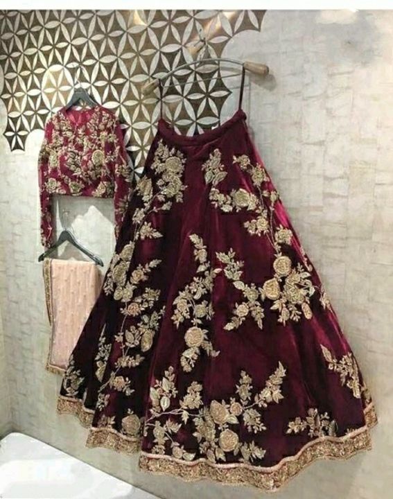Maroon Color Party Wear Velvet Material Lehenga Choli with Embroidery design-LC70 uploaded by business on 3/25/2021