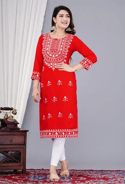 Embroidered chiken work kurta  uploaded by business on 4/4/2024