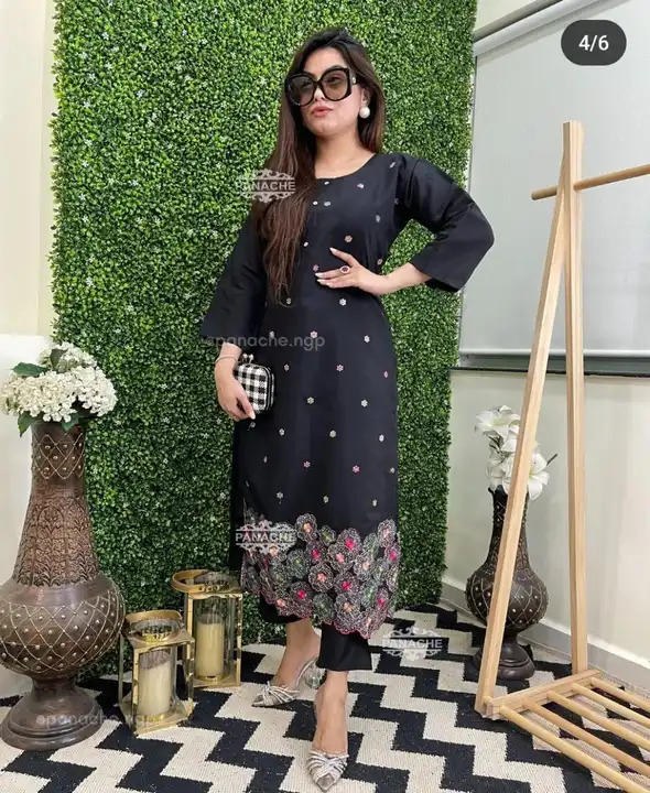 Black embroidered kurta pant set  uploaded by Aleexa Outlet on 4/4/2024
