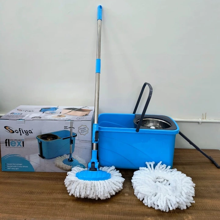 Post image *Price Drop* 🎊
Contact  7802868314
Bucket with mop Set - FLEXI Spin Mop

*Plastic Jali*
*Steel Jali*

Bundle - 16 Set

*First quality*
*Msg for New Rate* ✔️