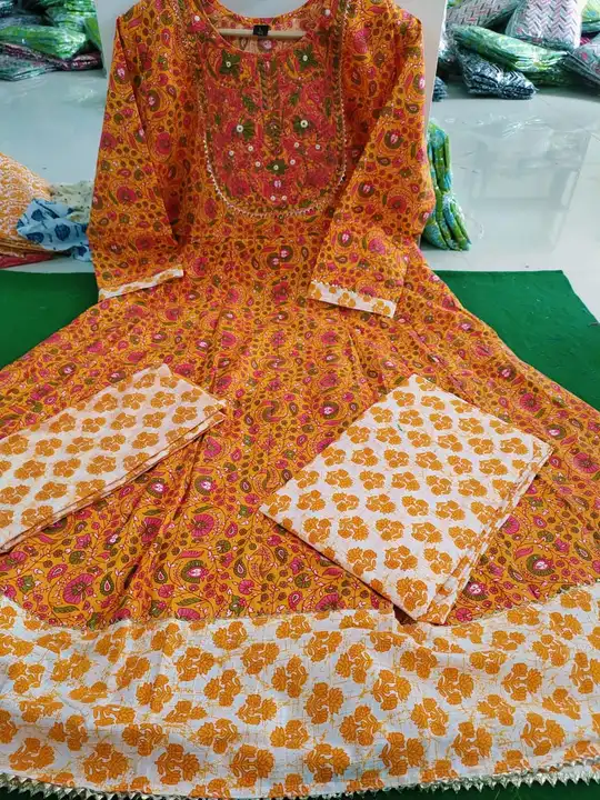 Anarkali kurta pant set in cotton fabric  uploaded by Kabir Fashion World on 4/4/2024