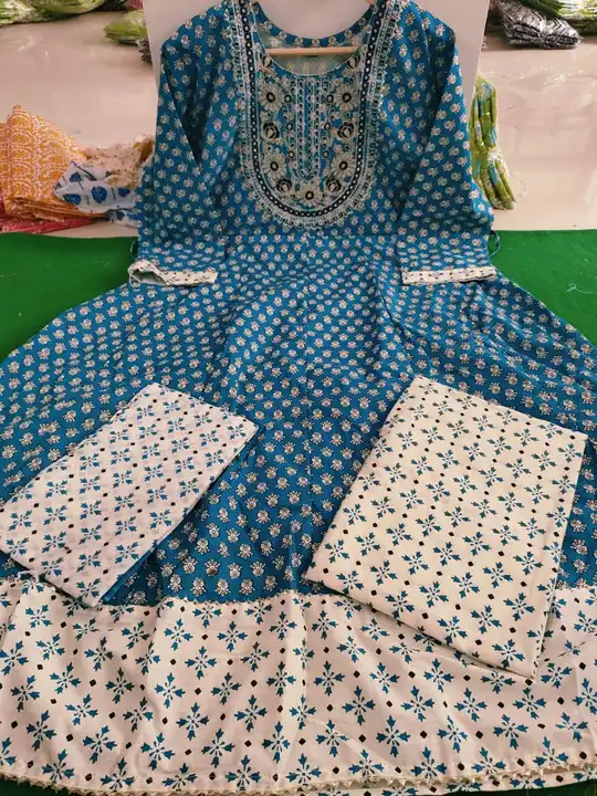 Anarkali kurta pant set in cotton fabric  uploaded by Kabir Fashion World on 4/4/2024