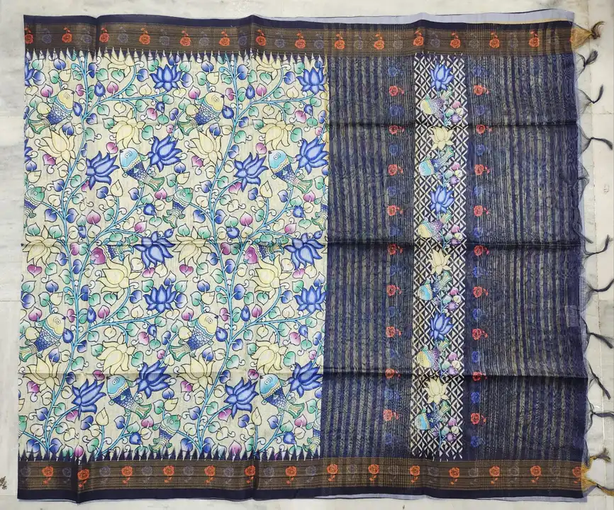 Kalamkari BWARI strips printed saree with blouse
 uploaded by business on 4/4/2024