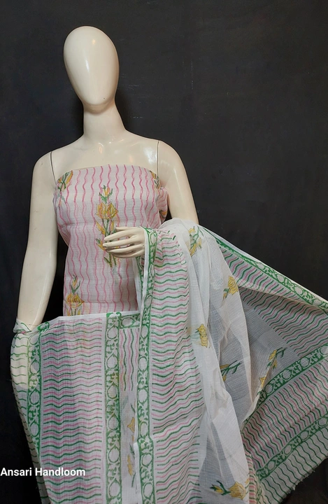 Kota doria hand block print suit  uploaded by Handloom fabric on 4/5/2024