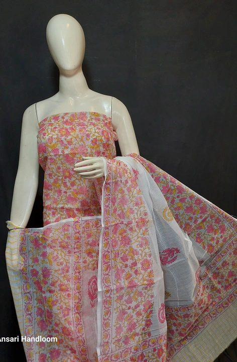 Kota doria hand block print suit  uploaded by Handloom fabric on 4/5/2024