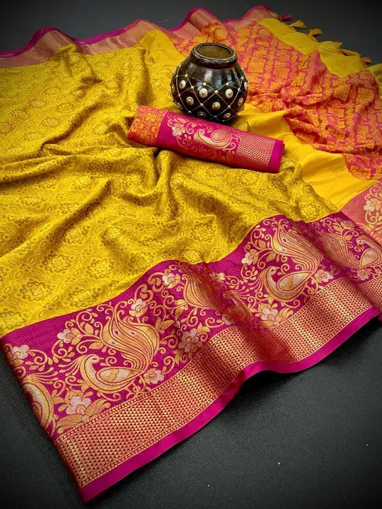 Pure Mercerised   Soft Silk in Exclusive Border Design Minawork Silver Gold Peacock Self Viewing All uploaded by Kesari Nandan Fashion saree and dress material on 4/5/2024