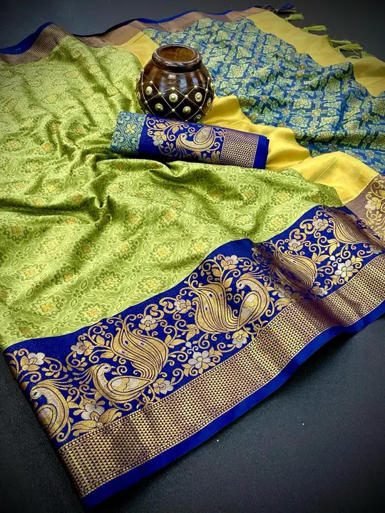 Pure Mercerised   Soft Silk in Exclusive Border Design Minawork Silver Gold Peacock Self Viewing All uploaded by Kesari Nandan Fashion saree and dress material on 4/5/2024