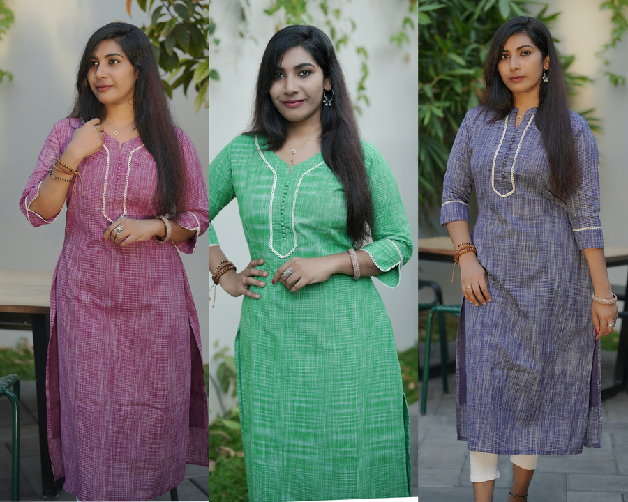 Post image 💜💜

✨Fabric KHADI cotton slited kurthi.. With lining.
Lace detailing done in yoke and sleev


Size : L, XL, XXL,3XL

 

Disclaimer🚨
Slight variations in color can be expected due to photographic lighting sources or your device settings