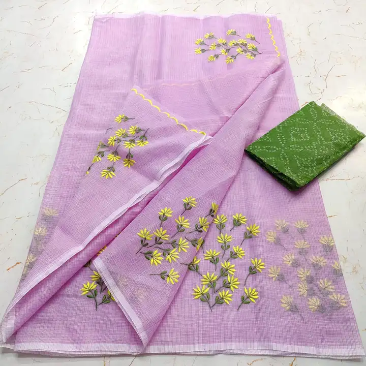 Kota doria embroidery work saree  uploaded by Handloom fabric on 4/6/2024