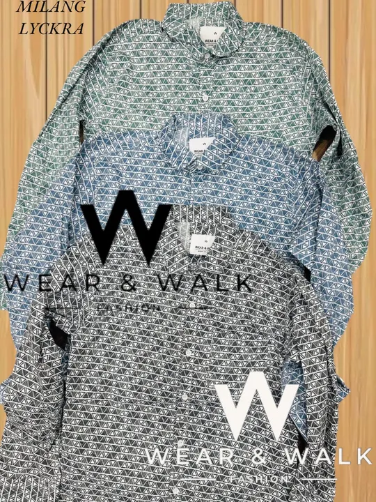 WEAR & WALK MILANGE DIGITAL LYCKRA
M TO XL/-🔥😍 uploaded by Guru Kripa Wholesale Shirts Branch 2 on 4/6/2024