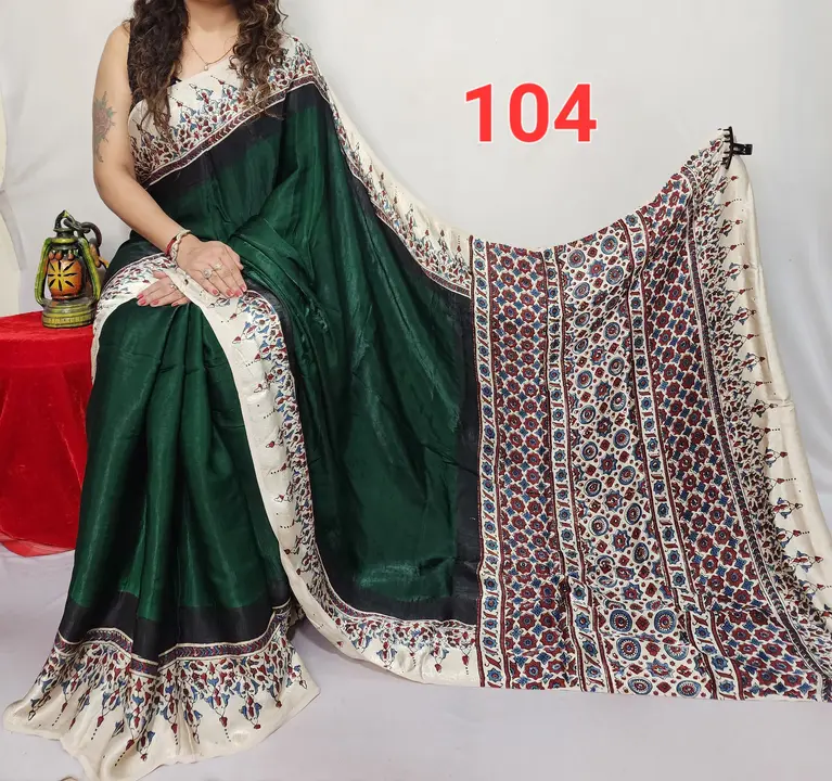 Post image WhatsApp 7600502285
Presenting the new natural sarees
Pure modal silk ajrakh hand block saree awp
Also come gada peturn 
Plain daying 
Bast quality 👌 
Natural daying quality 
