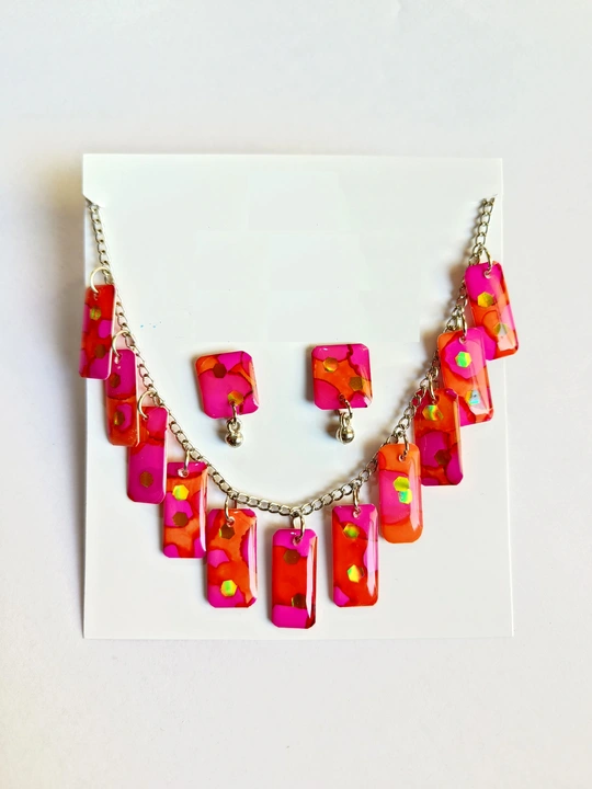 Resin necklace set,handmade,allergy free uploaded by business on 4/8/2024