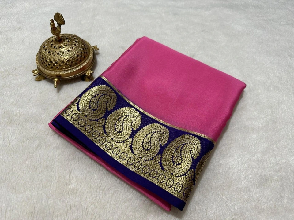 *Semi-Mysore silk sarees* _120 grm thickness with Chit pallu uploaded by Meera enterprise on 4/9/2024