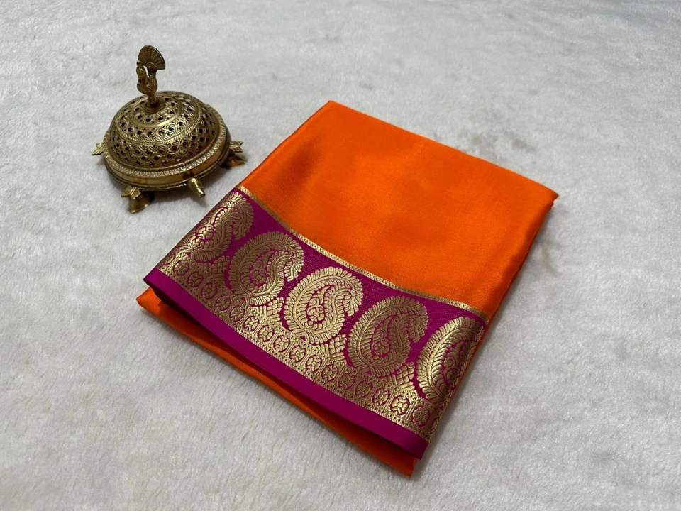 *Semi-Mysore silk sarees* _120 grm thickness with Chit pallu uploaded by business on 4/9/2024