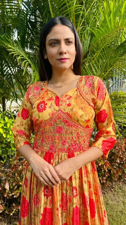 Premium Chinon Silk Crushed Gown with Handwork Embroidery  uploaded by Vihu fashion on 4/9/2024
