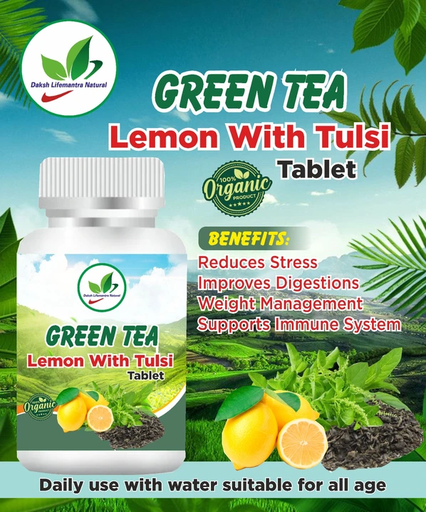 Green tea lamon with Tulsi organic tablet  uploaded by Daksh lifemantra natural on 4/10/2024