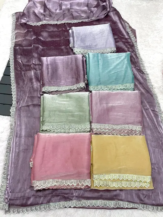 Post image *🥻Fabric : Pure Burberry Silk With Beautiful Heavy Handwork Soroski Work All Over Saree Along With Border*

*Blouse : Burberry Silk With Work Sleeves*(Material)👚

*Saree Length : 5:50*
*Blouse Length : 0:80*