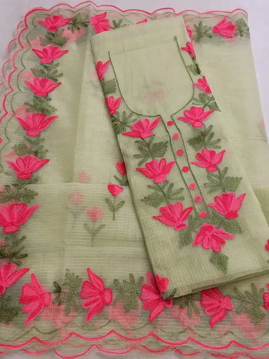 Kota doria aari work suit  uploaded by Handloom fabric on 4/13/2024