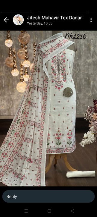 Cotton Printed Embroidery Suit  uploaded by Zuberiya Global on 4/13/2024