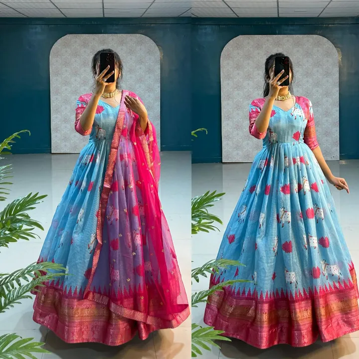 Beautiful colours gown with dupatta  uploaded by Sharma studio on 4/14/2024