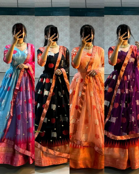 Beautiful colours gown with dupatta  uploaded by Sharma studio on 4/14/2024