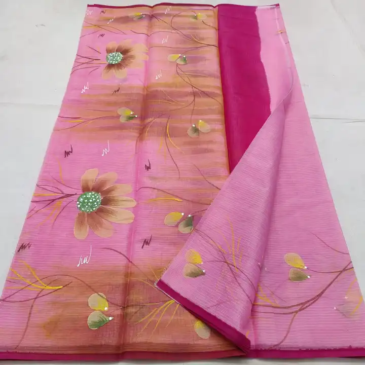 Kota doria hand painting saree  uploaded by Handloom fabric on 4/14/2024