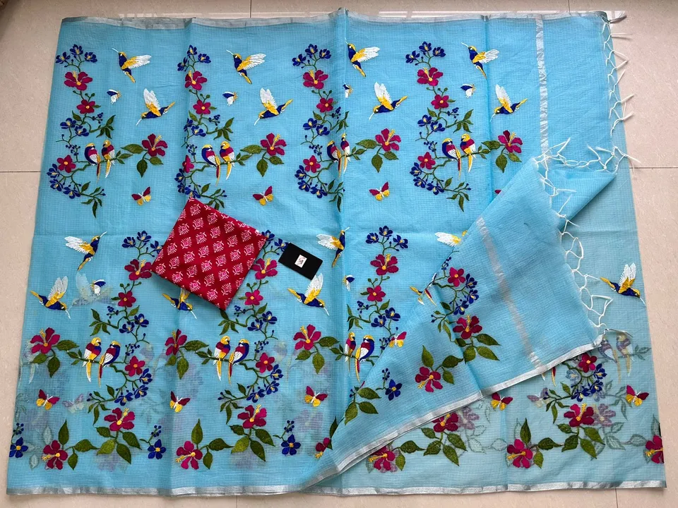 Kota doria embroidery work saree  uploaded by business on 4/14/2024
