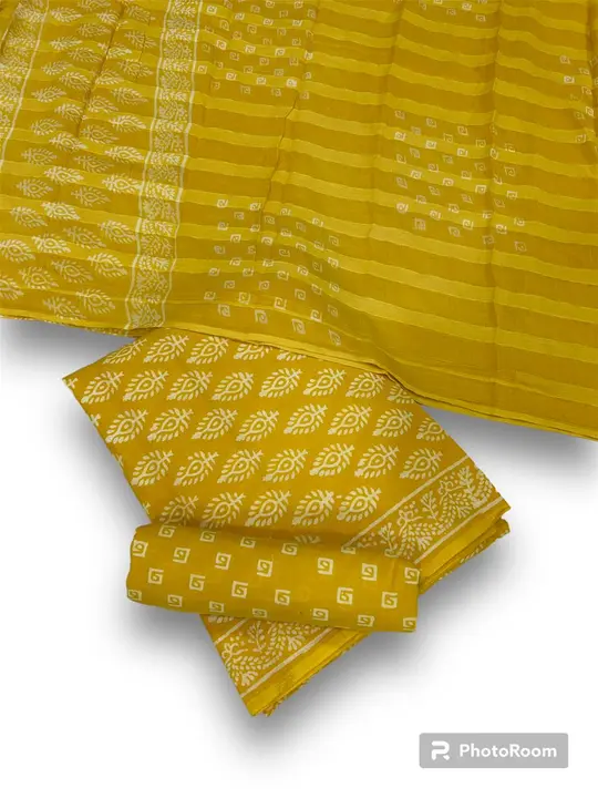 Hand Block Printed Discharge Unstiched Dress Material Suits uploaded by business on 4/14/2024