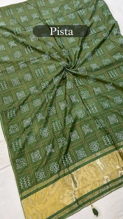 Chanderi soft silk gharchola Bandhani with lagadii patta  design saree uploaded by DHANANJAY CREATIONS on 4/14/2024