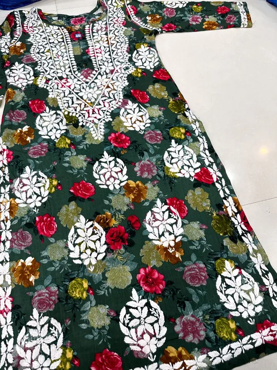 Printed Rayon Kurti ( Only Bulk ) uploaded by Lucknow chickan Fashion on 4/14/2024
