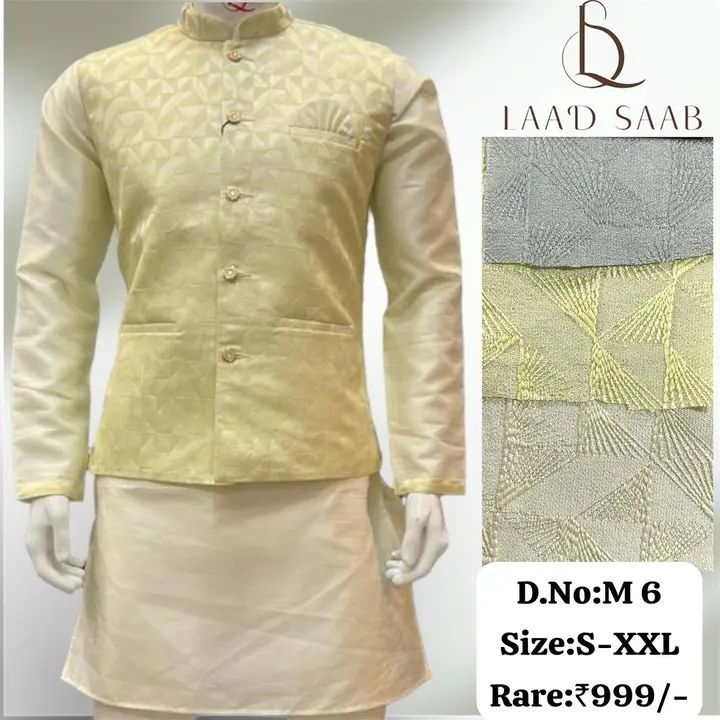 Men box pack cotton silk kurta pyajama 3 PEACES set uploaded by Kushal Jeans, Indore on 4/15/2024