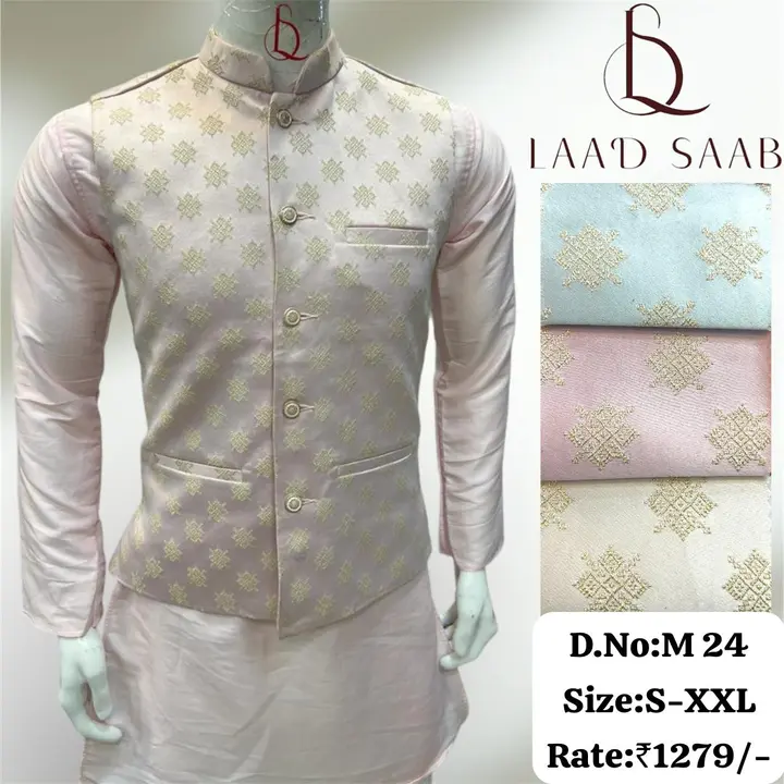 Men's box pack cotton silk Kurta pyjamas 3 peace' set  uploaded by Kushal Jeans, Indore on 4/15/2024