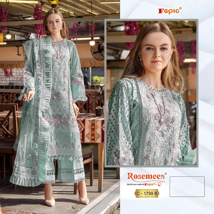 Post image _*BRAND NAME*_:- FEPIC
_*CATALOUGE NAME*_:- ROSEMEEN
_*D NO*_:- C 1799
_*Top*_:-  PURE COTTON EMBROIDERED 
_*Dupatta*_:- EMBROIDERED NET
_*Bottom*_:- SEMI LAWN
_*RATE*_:- 1259/-