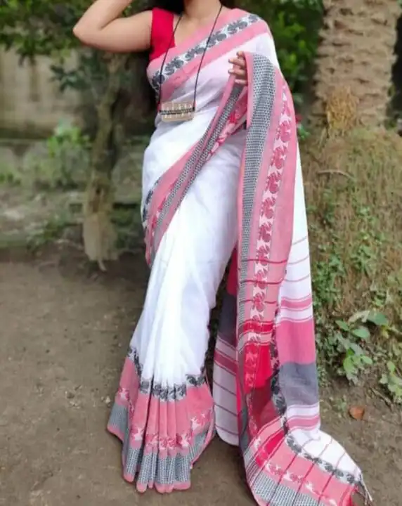 Red White Combination Cotton Saree... WhatsApp 9830750023 uploaded by Krasiv on 4/15/2024