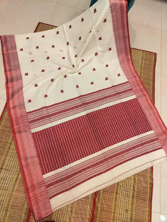 Red White Combination Cotton Saree... WhatsApp 9830750023 uploaded by business on 4/15/2024