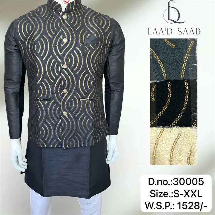 Men's box pack cotton silk Kurta pyjamas 3 peace set  uploaded by Kushal Jeans, Indore on 4/16/2024