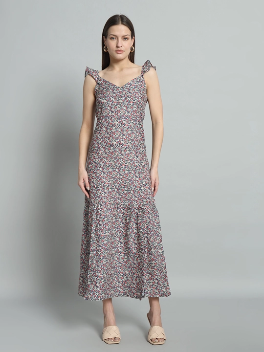 Floral printed sleeveless linen maxi A line dress uploaded by Broowl International on 4/16/2024