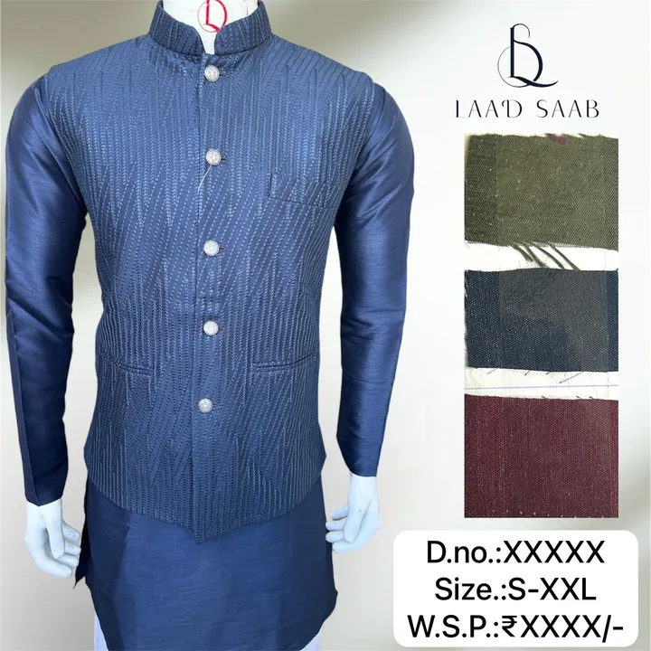 Men's box pack cotton silk Kurta pyjamas 3 piece set  uploaded by Kushal Jeans, Indore on 4/16/2024