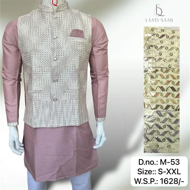 Men box pack cotton silk Kurta pyjamas 3 peace set  uploaded by Kushal Jeans, Indore on 4/16/2024