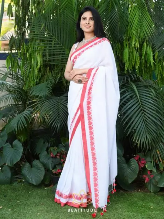 Pure Cotton Red White Combination Saree... WhatsApp 9830750023 uploaded by Krasiv on 4/16/2024