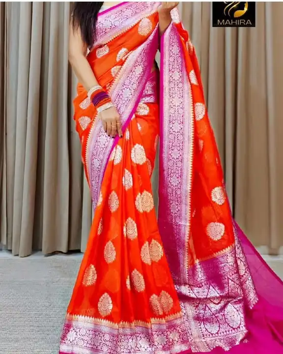 Banarasi daeyble semi Jorjet silk saree  uploaded by Zainab fashion on 4/17/2024