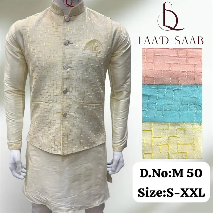 Men box pack cotton silk Kurta Pyjamas 3 peace set  uploaded by Kushal Jeans, Indore on 4/17/2024