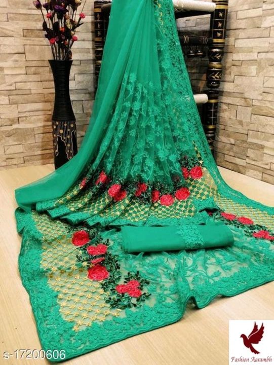 Post image *Trendy Alluring Sarees*Rs 1250
Saree Fabric: Net
Blouse: Saree with Multiple Blouse
Blouse Fabric: Net
Multipack: Single
Sizes: 
Free Size (Saree Length Size: 5.5 m, Blouse Length Size: 0.8 m)