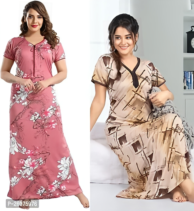 Buy 1 Get 1 Satin Nighty/Night Gown Combo Pack of 2 uploaded by ABiS Enterprises on 4/18/2024