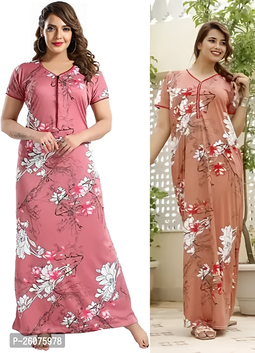 Buy 1 Get 1 Satin Nighty/Night Gown Combo Pack of 2 uploaded by business on 4/18/2024