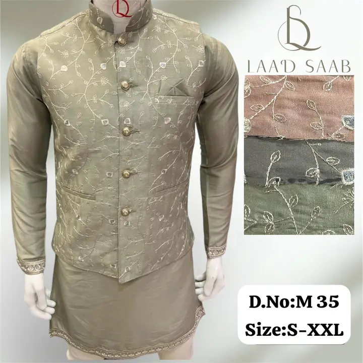 Men's box pack cotton silk Kurta Pyjamas 3 peace set  uploaded by Kushal Jeans, Indore on 4/18/2024