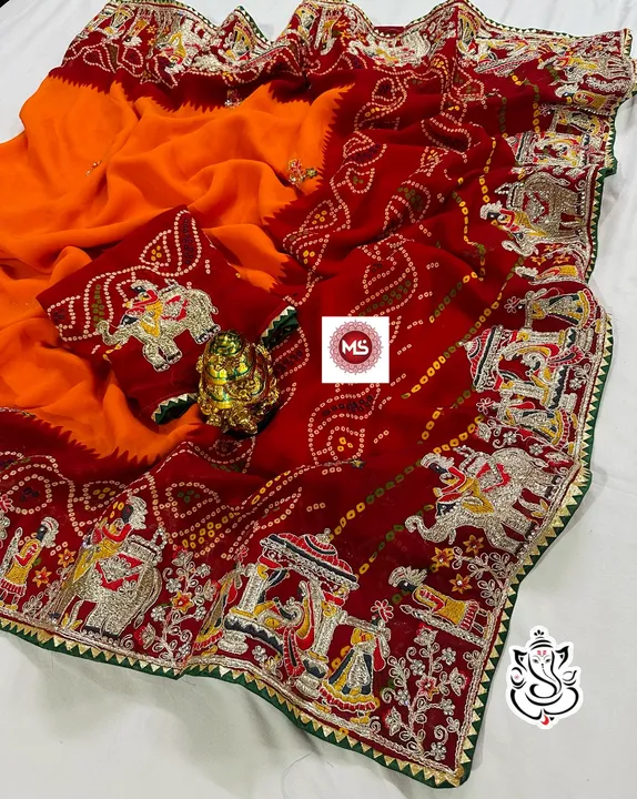 *New latest arrivals in बांधनी*  Details  :-   *Heavy peding bandhni saree with beautiful heavy mult uploaded by business on 4/20/2024